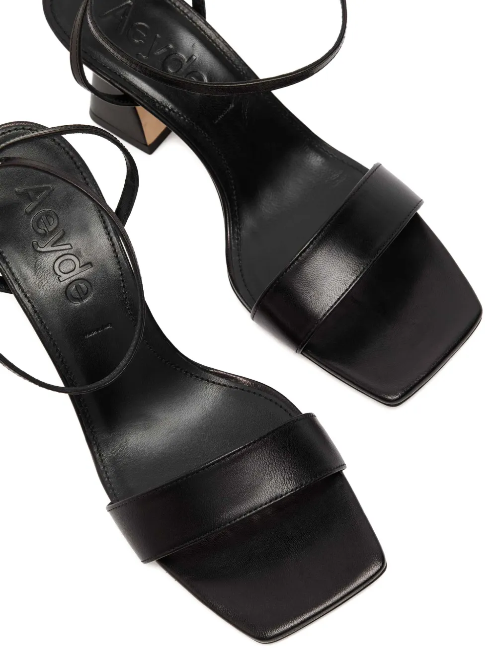 Aeyde Fenna Flared-heel Ankle-strap Sandals In Black