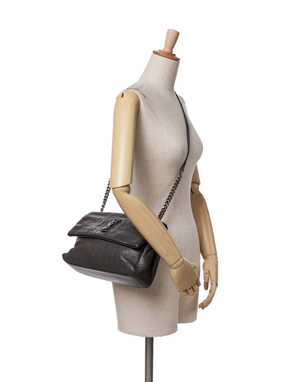 Saint Laurent Pre-Owned Borsa a tracolla West Hollywood media in pelle di vitello goffrata con effetto coccodrillo e monogramma 2017 | Pre-owned | Image 2