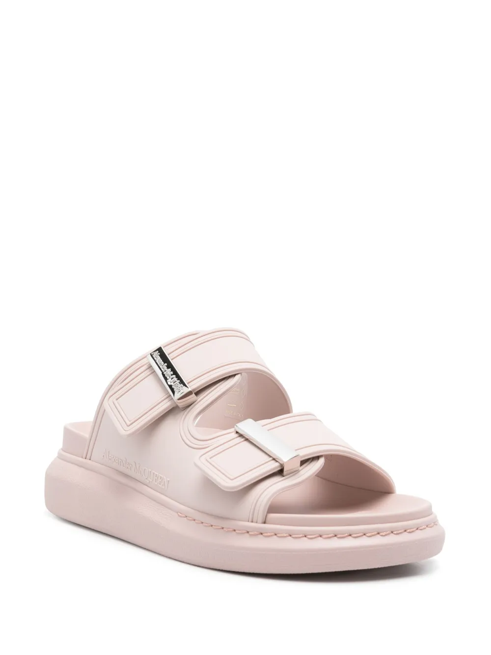 Alexander McQueen logo-engraved sandals Pink