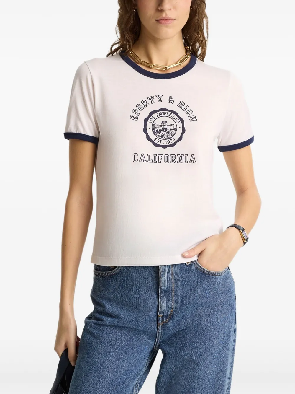 Sporty & Rich Katoenen T-shirt Wit