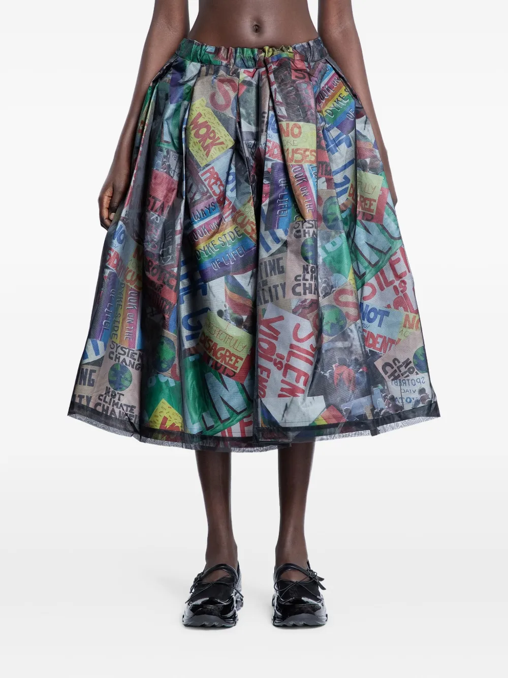 Comme Des Garçons Printed A-line Midi Skirt In Multi