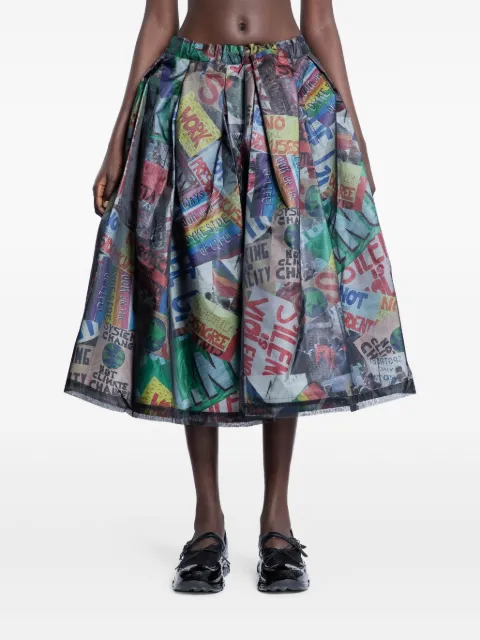 Comme Des Garçons falda midi con diseño acampanado y pliegues