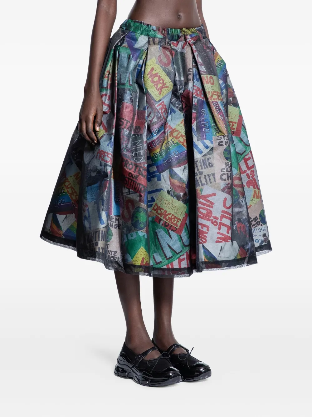 Comme Des Garçons Printed A-line Midi Skirt In Multi