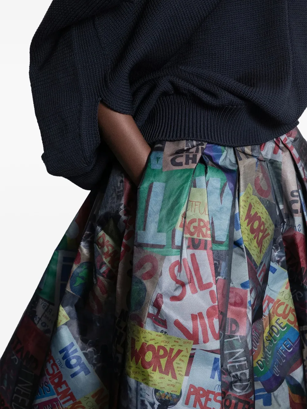 Comme Des Garçons Printed A-line Midi Skirt In Multi