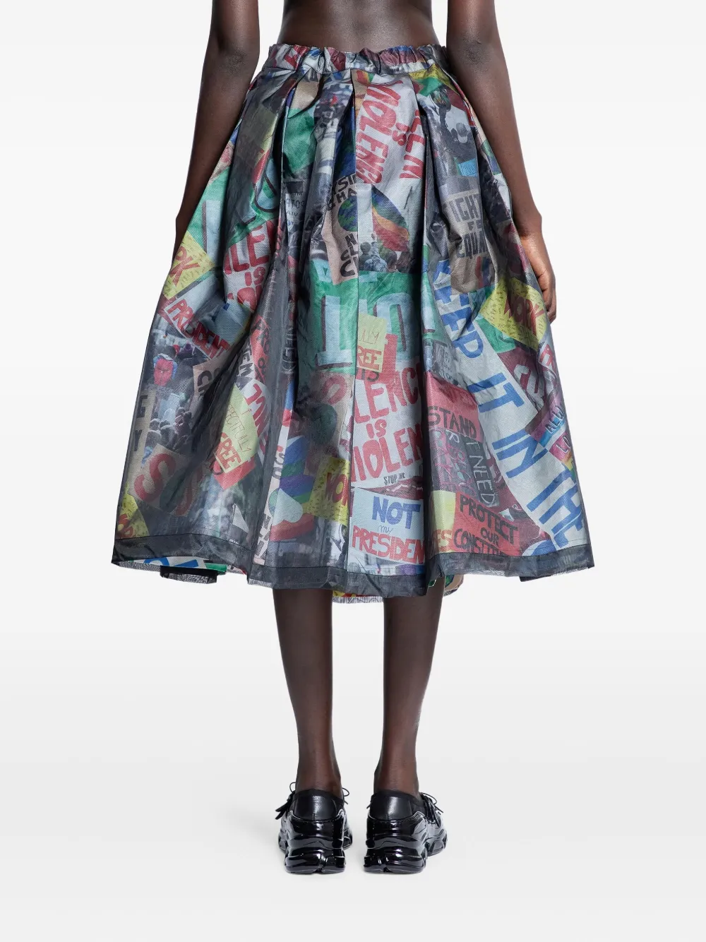 Comme Des Garçons Printed A-line Midi Skirt In Multi