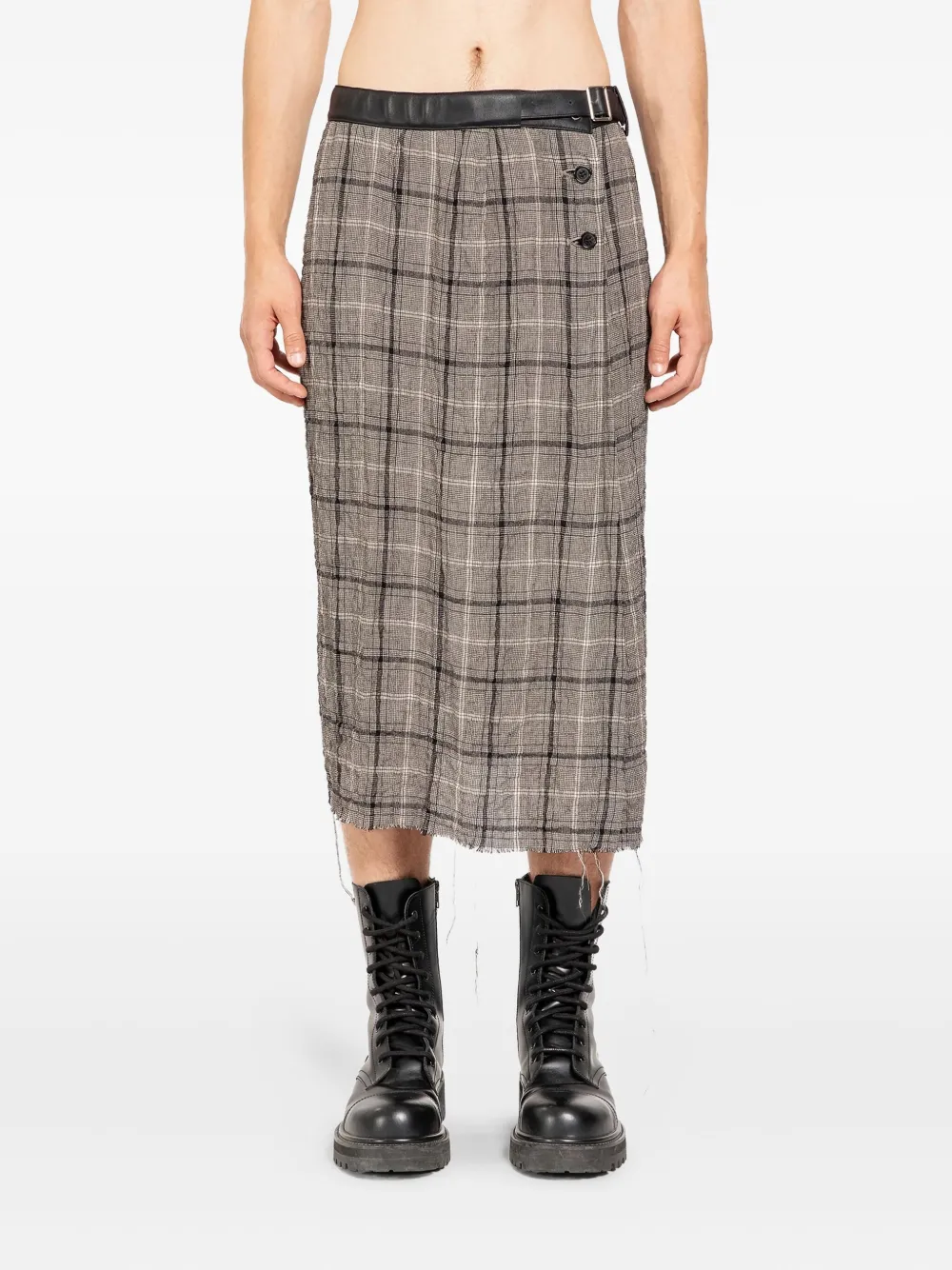 Undercover Geruite kilt met franje Grijs