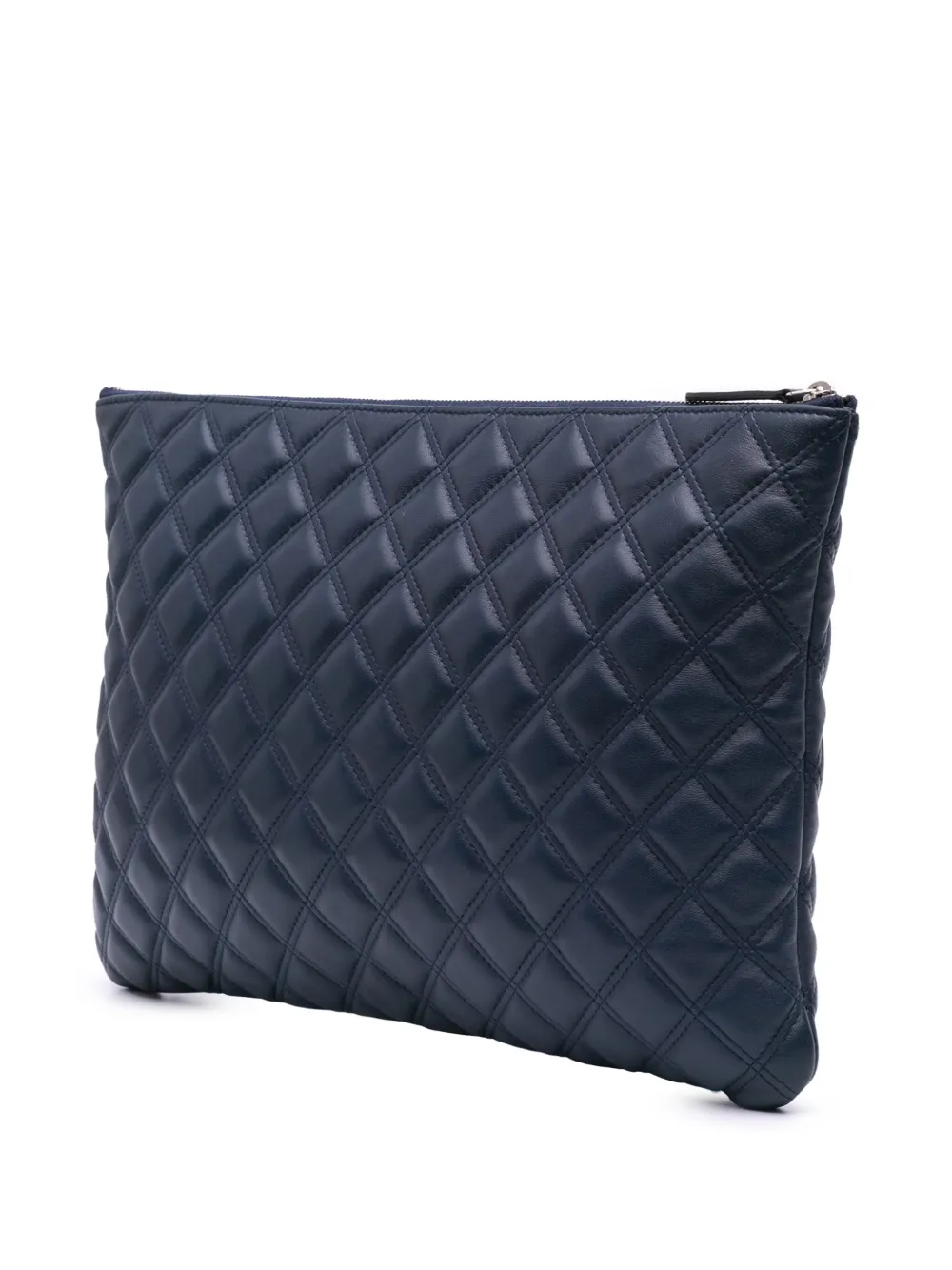 Pre-owned Chanel 2014-2015 Cc Quilted Lambskin Double Stitch Clutch Bag