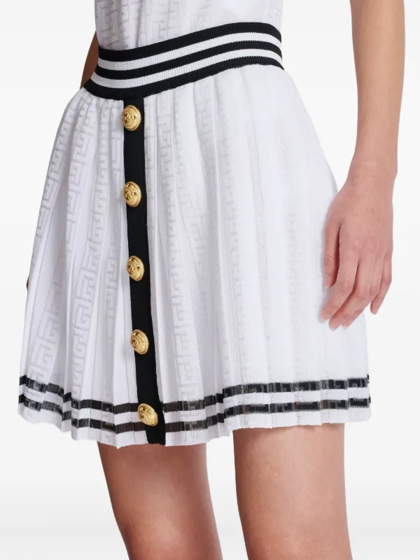 Balmain Pleated Mini Skirt White FARFETCH IN