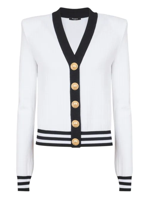 Cardigan à design bicolore - Balmain - Modalova