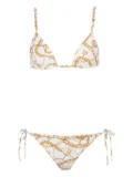 Balmain chain-print triangle bikini - White