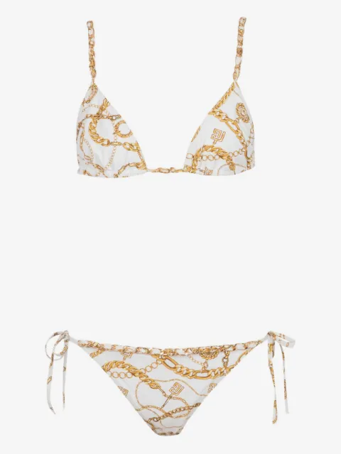 Balmain chain-print triangle bikini