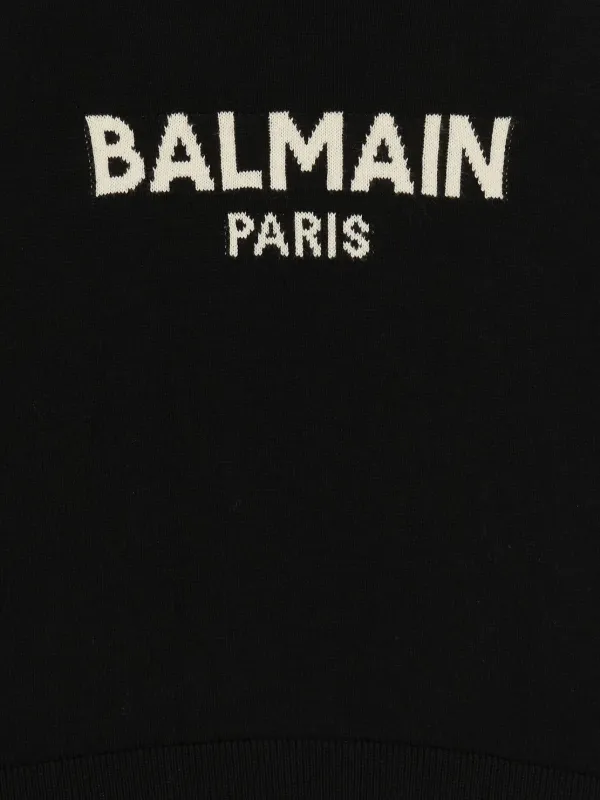 Balmain Kids intarsia-knit Logo Sweater | Black | FARFETCH