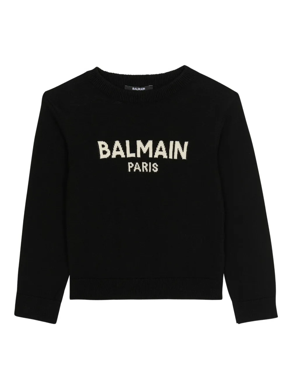 Balmain Kids intarsia-knit logo sweater Zwart