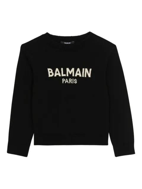 Balmain Kids intarsia-knit logo sweater