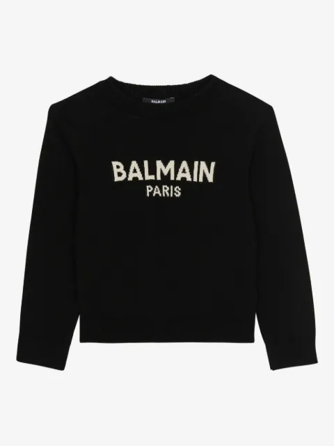 Balmain Kids intarsia-knit logo sweater