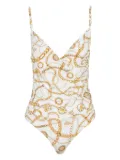 Balmain Chaînes-pattern swimsuit - White
