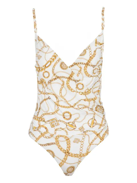 Balmain Chaînes-pattern swimsuit 