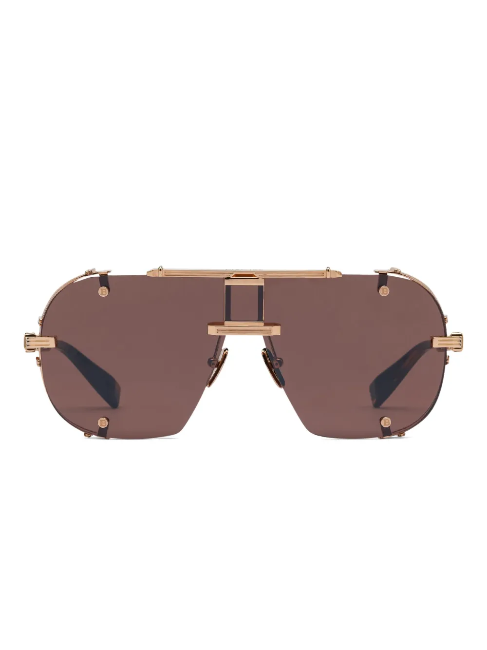 Balmain Eyewear Zonnebril met metallic montuur Bruin