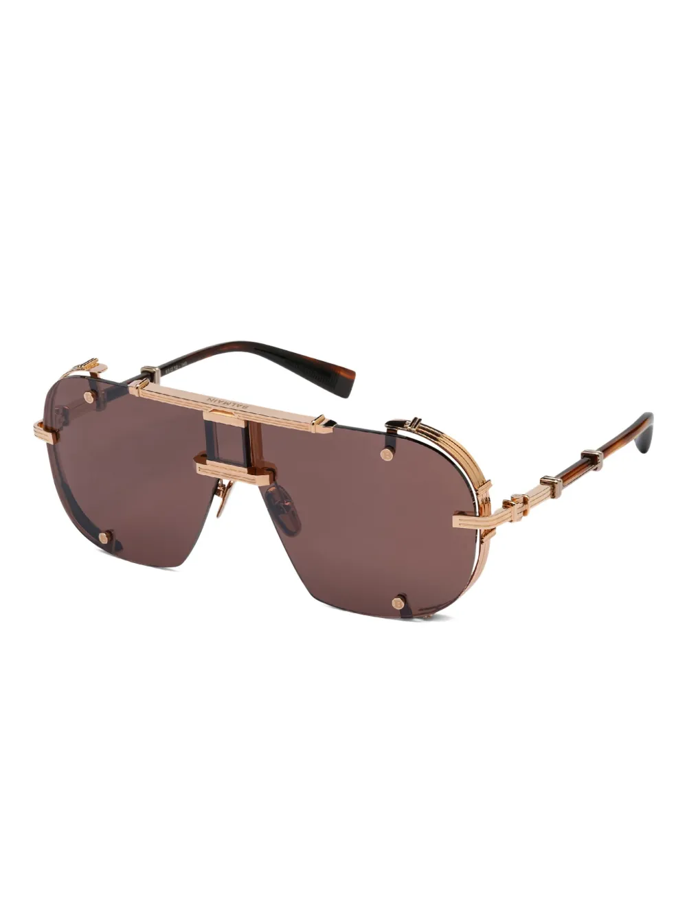 Balmain Eyewear Zonnebril met metallic montuur Bruin