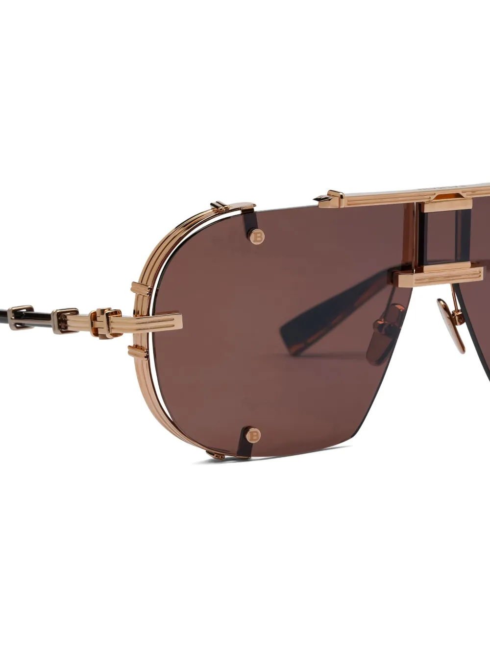 Balmain Eyewear Zonnebril met metallic montuur Bruin