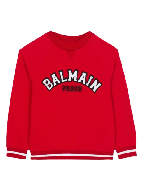 Balmain Kids logo-appliqué varsity sweatshirt