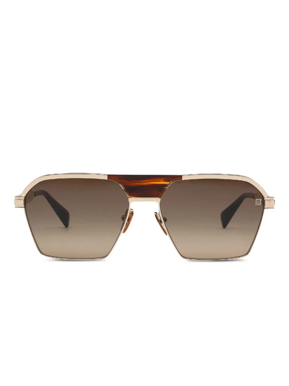 Balmain Eyewear Zonnebril met geometrisch montuur Bruin