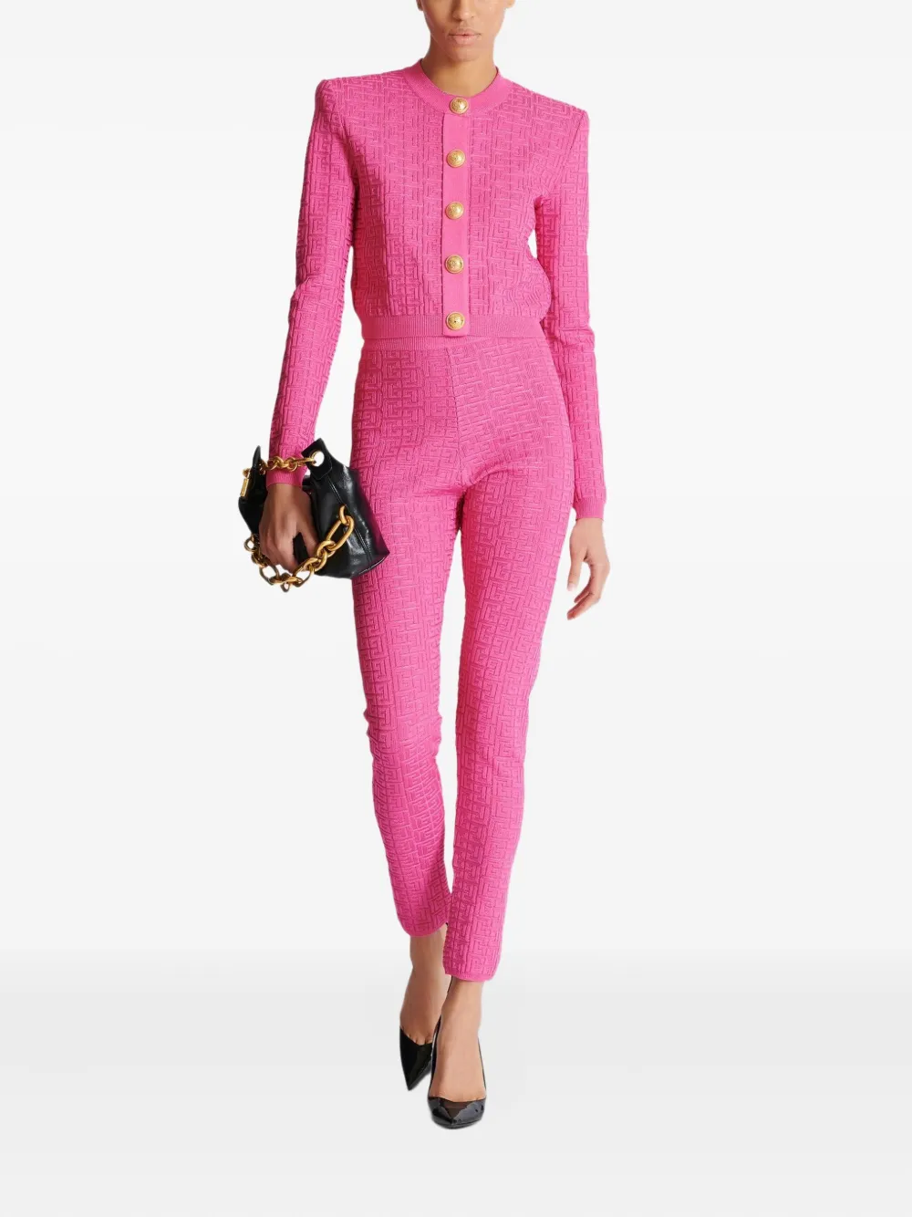 BALMAIN MONOGRAM-PATTERN CARDIGAN