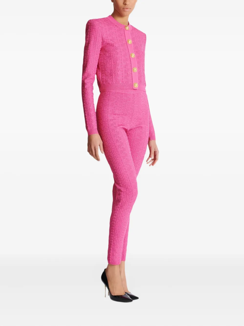 BALMAIN MONOGRAM-PATTERN CARDIGAN
