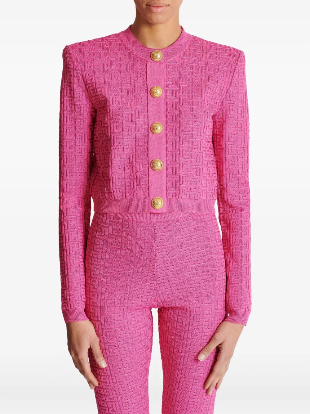 BALMAIN MONOGRAM-PATTERN CARDIGAN