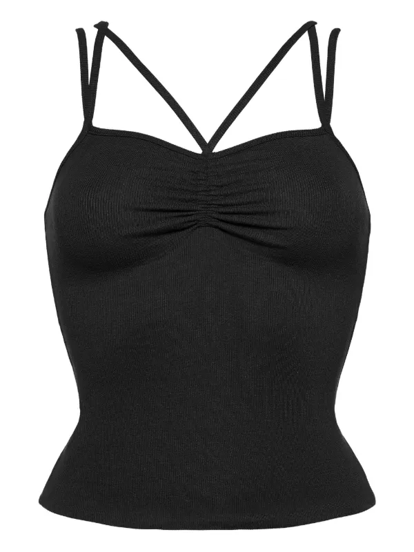d.i.aの黒 クロスストラップ タンクトップ ERES Nadia クロスストラップ タンクトップ | ブラック | FARFETCH JP