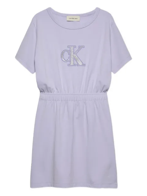 Calvin Klein Kids فستان بشعار جليتر