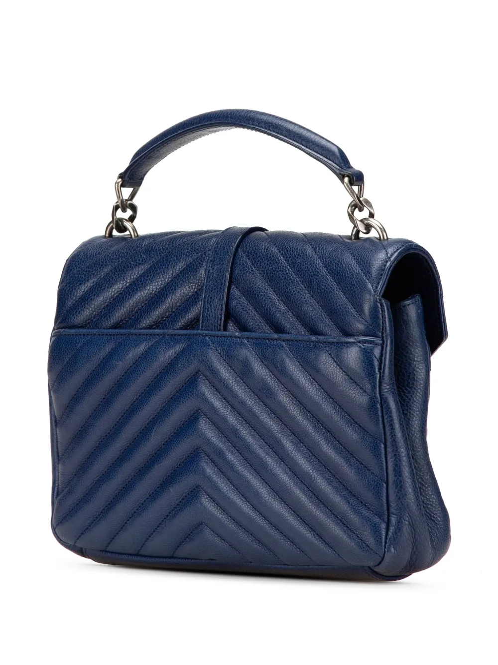 Pre-owned Saint Laurent 2016 Medium Monogram Chevron Sheepskin College Bag Satchel