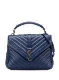 Saint Laurent Pre-Owned 2016 Medium Monogram Chevron Sheepskin College Bag satchel - Blue