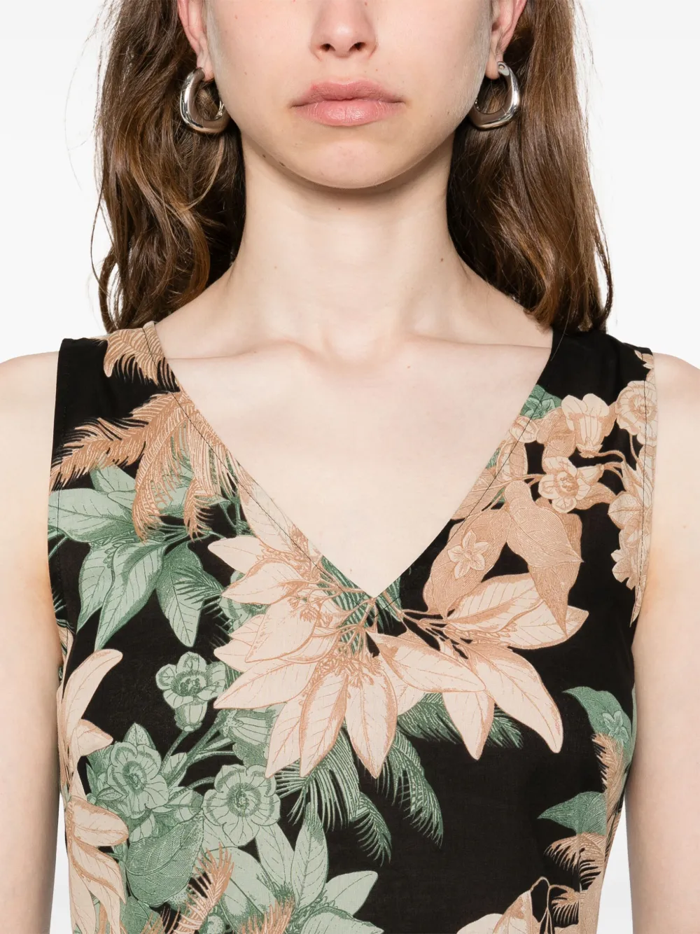 Marella Midi-jurk met bloemenprint Zwart