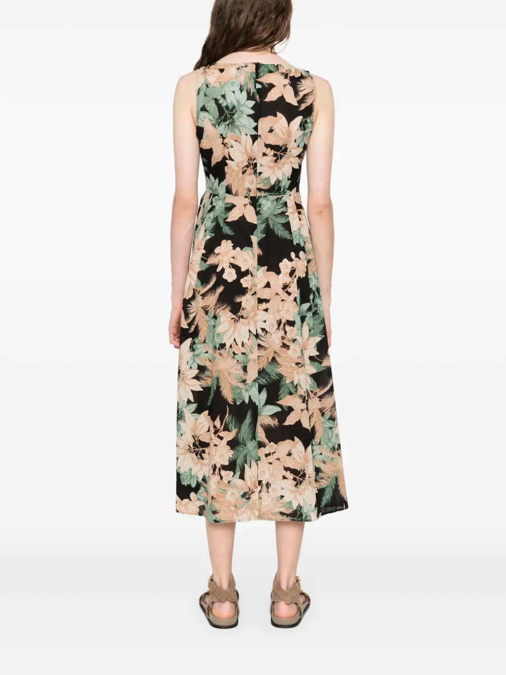 Marella Midi-jurk met bloemenprint Zwart