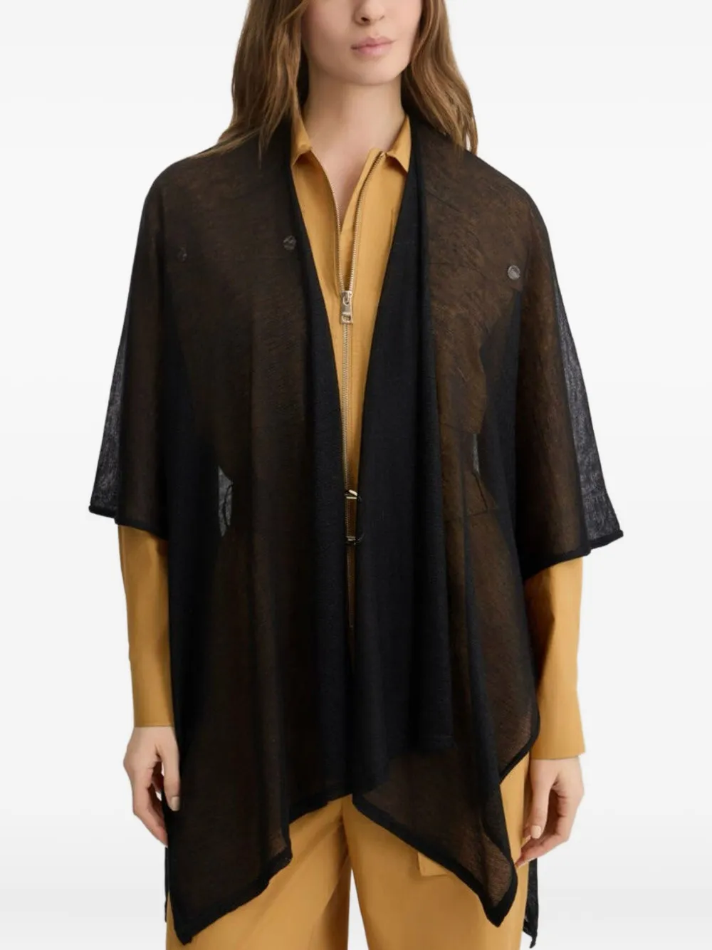 Liu •jo Zip-front Asymmetric Cape In Black