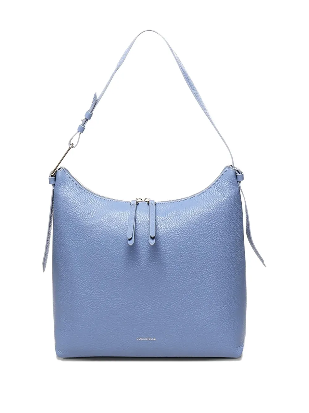 Coccinelle Malory Zip-fastening Pebble-leather Shoulder Bag In Blue