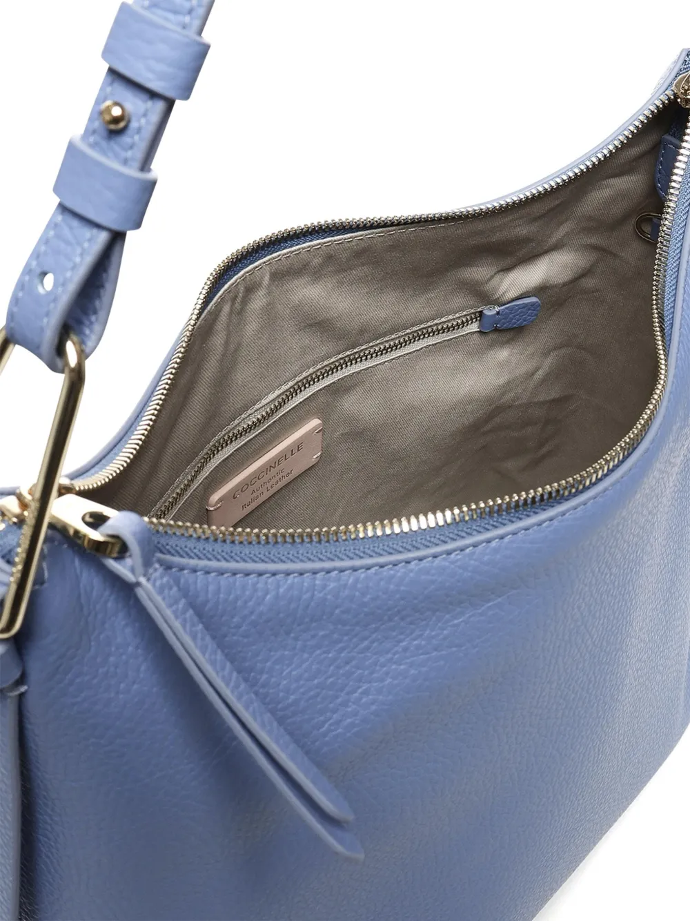 Coccinelle Malory Zip-fastening Pebble-leather Shoulder Bag In Blue
