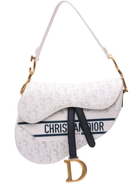 Christian Dior Pre-Owned شنطة كتف 'أوبليك' منقوشة بجلد العجل وسادل وبزينة ثقوب 2021
