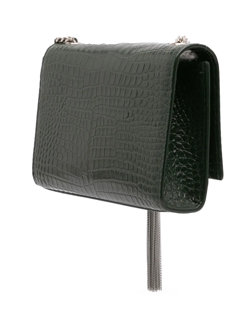 Pre-owned Saint Laurent 2018 Medium Croc Embossed Leather Kate Tassel Crossbody Bag