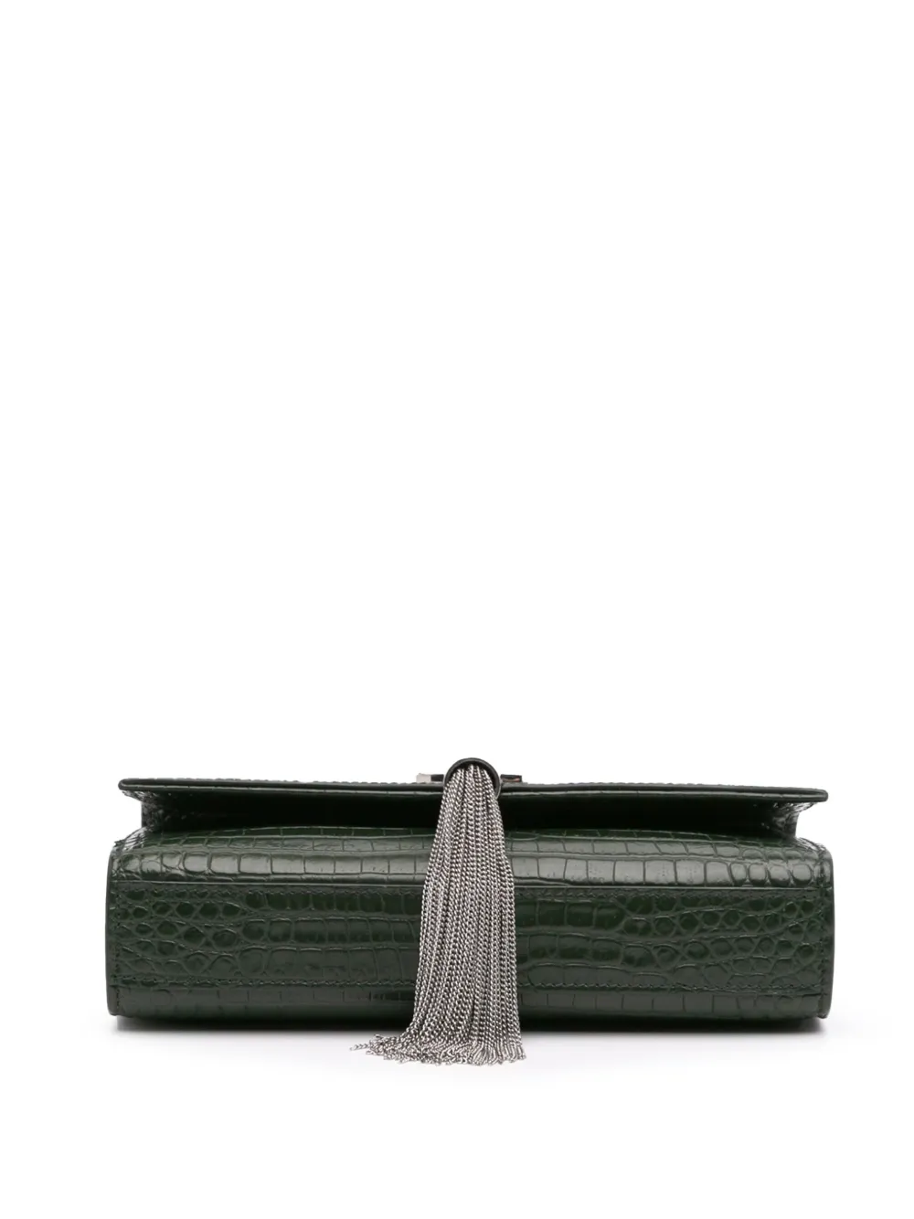 Pre-owned Saint Laurent 2018 Medium Croc Embossed Leather Kate Tassel Crossbody Bag