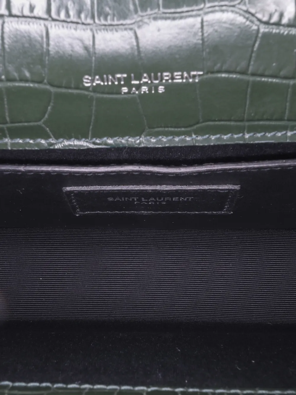 Pre-owned Saint Laurent 2018 Medium Croc Embossed Leather Kate Tassel Crossbody Bag