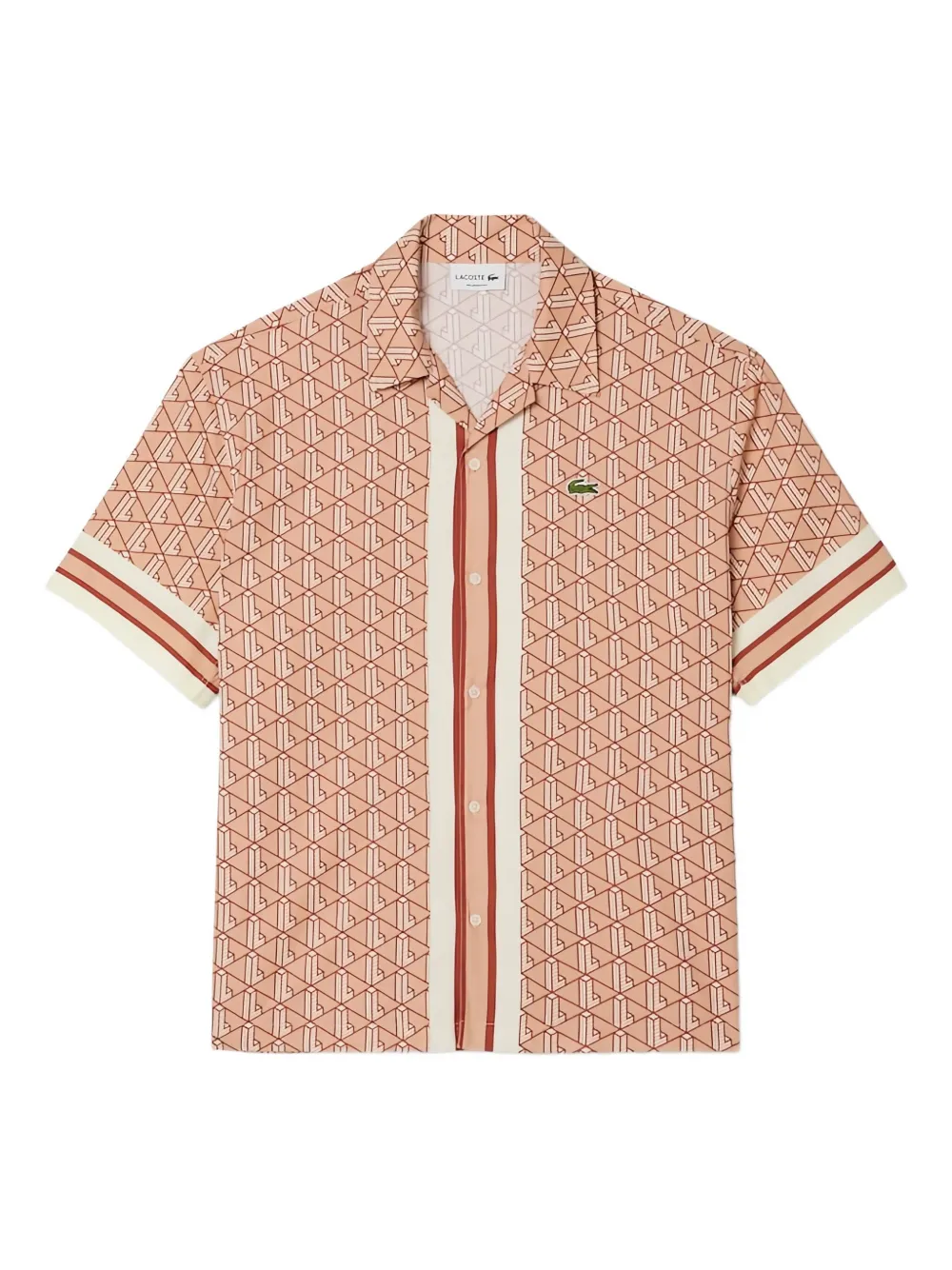 Lacoste Overhemd met monogram-print Beige