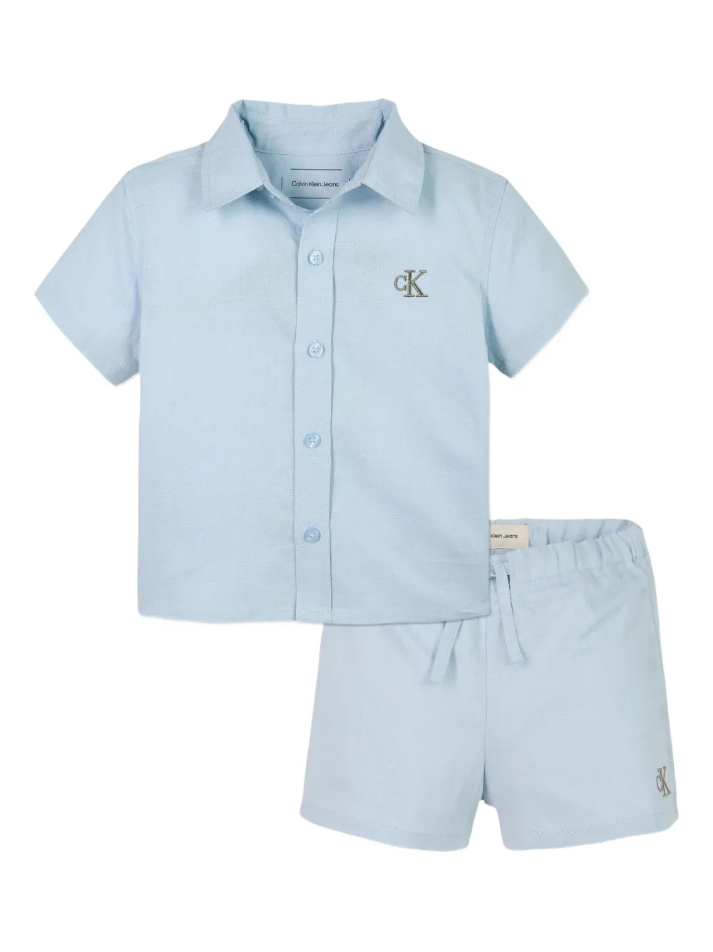 Calvin Klein Kids linen shorts set Blauw