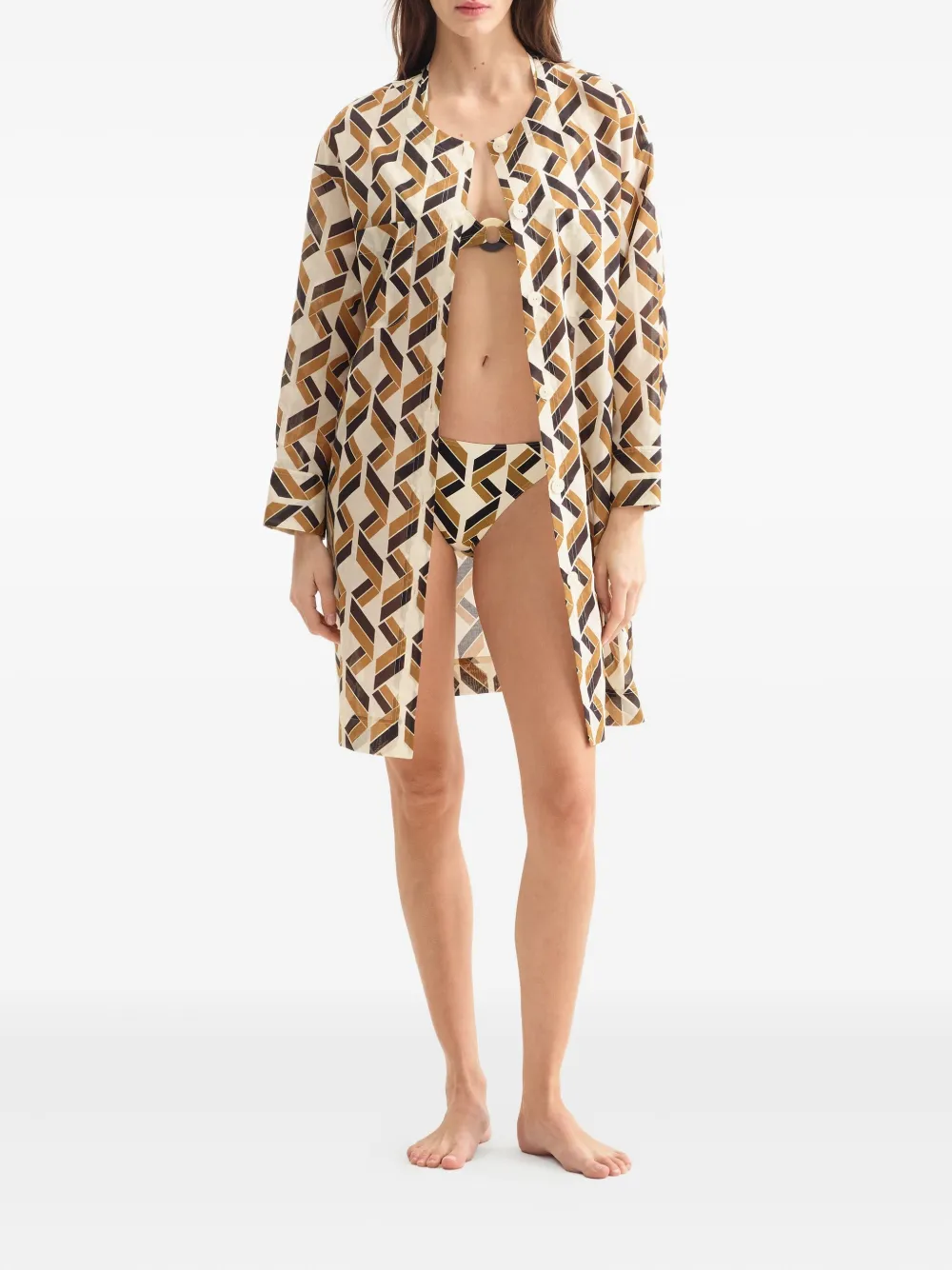 ERES Espace blouse met geometrische print Beige