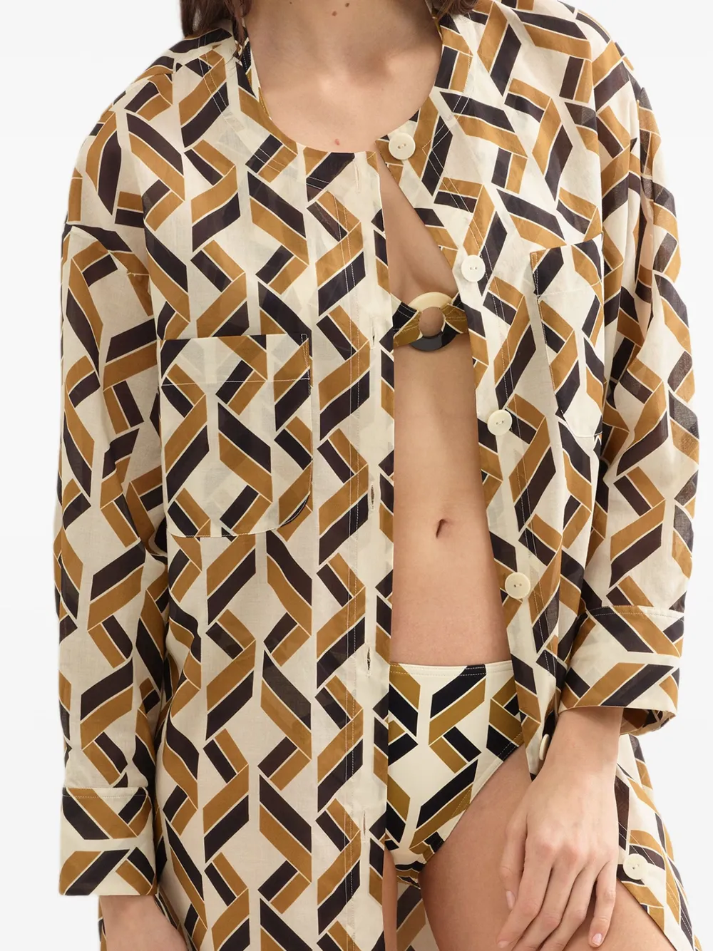 ERES Espace blouse met geometrische print Beige