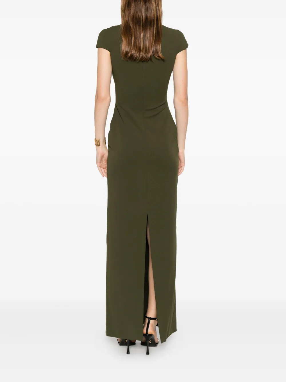 Solace London High-neck Lang Maxi Dress In Green