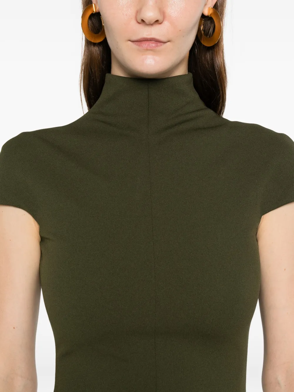 Solace London High-neck Lang Maxi Dress In Green