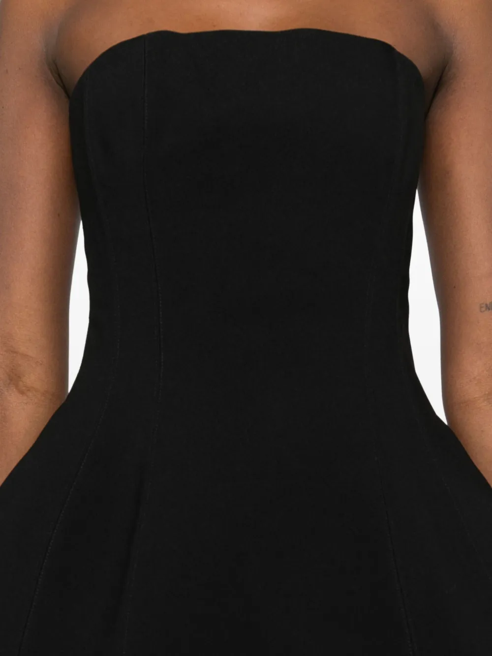 Solace London Ada strapless midi-jurk Zwart