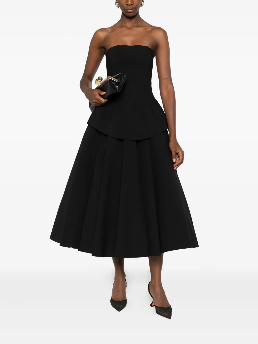 Solace London Ada strapless midi dress - Zwart